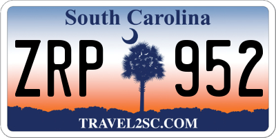 SC license plate ZRP952