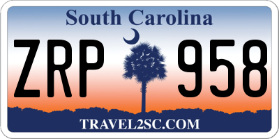 SC license plate ZRP958