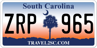 SC license plate ZRP965