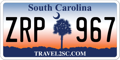 SC license plate ZRP967