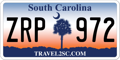 SC license plate ZRP972