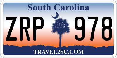 SC license plate ZRP978