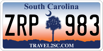 SC license plate ZRP983