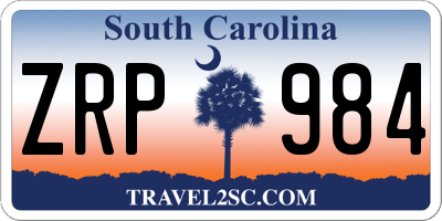 SC license plate ZRP984