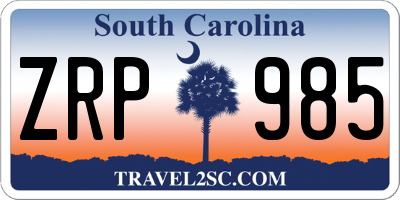 SC license plate ZRP985