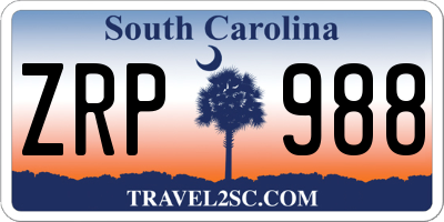 SC license plate ZRP988