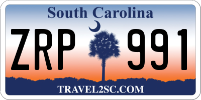 SC license plate ZRP991