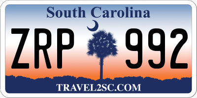 SC license plate ZRP992