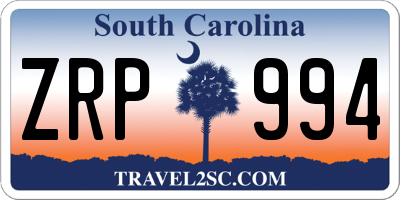 SC license plate ZRP994