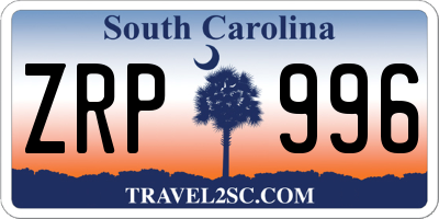 SC license plate ZRP996