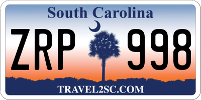 SC license plate ZRP998