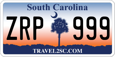 SC license plate ZRP999