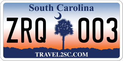 SC license plate ZRQ003