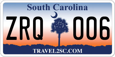 SC license plate ZRQ006