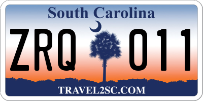 SC license plate ZRQ011