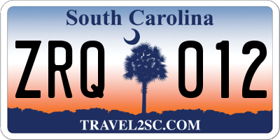 SC license plate ZRQ012
