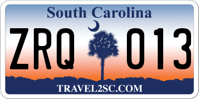 SC license plate ZRQ013
