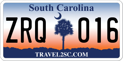 SC license plate ZRQ016