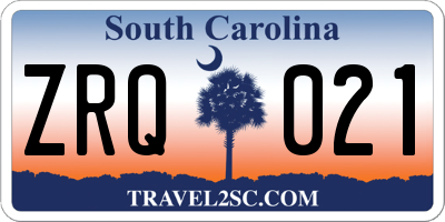 SC license plate ZRQ021