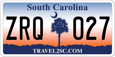 SC license plate ZRQ027