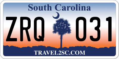 SC license plate ZRQ031