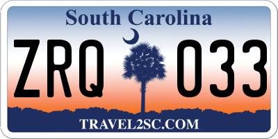 SC license plate ZRQ033