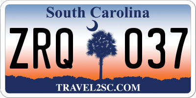 SC license plate ZRQ037