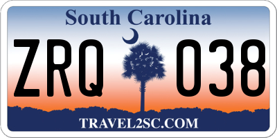 SC license plate ZRQ038