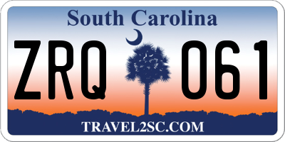 SC license plate ZRQ061