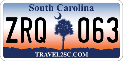SC license plate ZRQ063