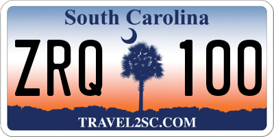 SC license plate ZRQ100