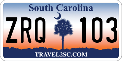 SC license plate ZRQ103