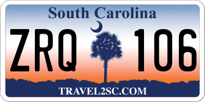 SC license plate ZRQ106