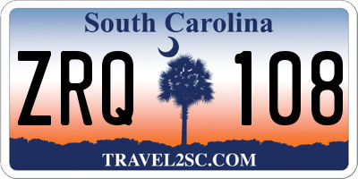 SC license plate ZRQ108