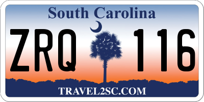 SC license plate ZRQ116