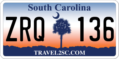 SC license plate ZRQ136