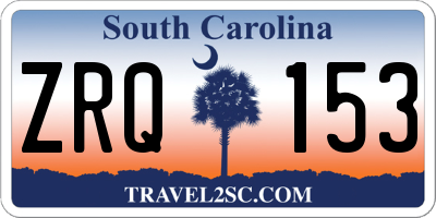 SC license plate ZRQ153