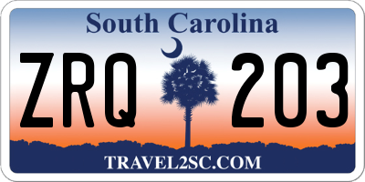 SC license plate ZRQ203