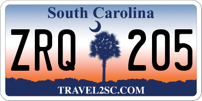 SC license plate ZRQ205