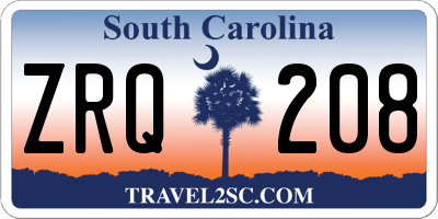 SC license plate ZRQ208