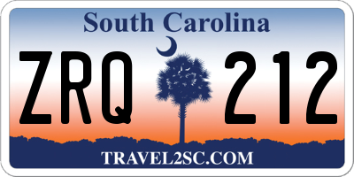 SC license plate ZRQ212