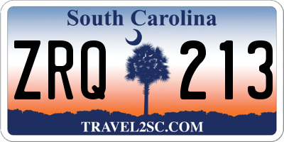 SC license plate ZRQ213