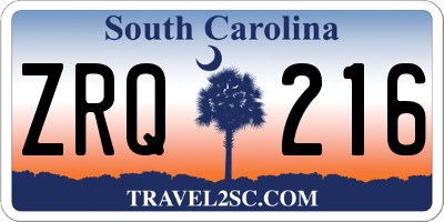 SC license plate ZRQ216