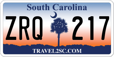 SC license plate ZRQ217