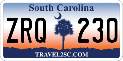 SC license plate ZRQ230