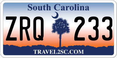 SC license plate ZRQ233