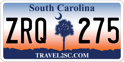 SC license plate ZRQ275
