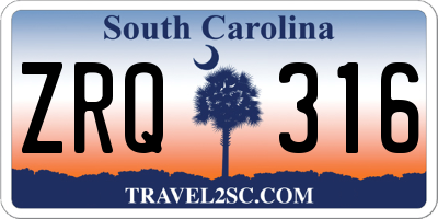 SC license plate ZRQ316