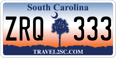 SC license plate ZRQ333