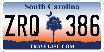 SC license plate ZRQ386